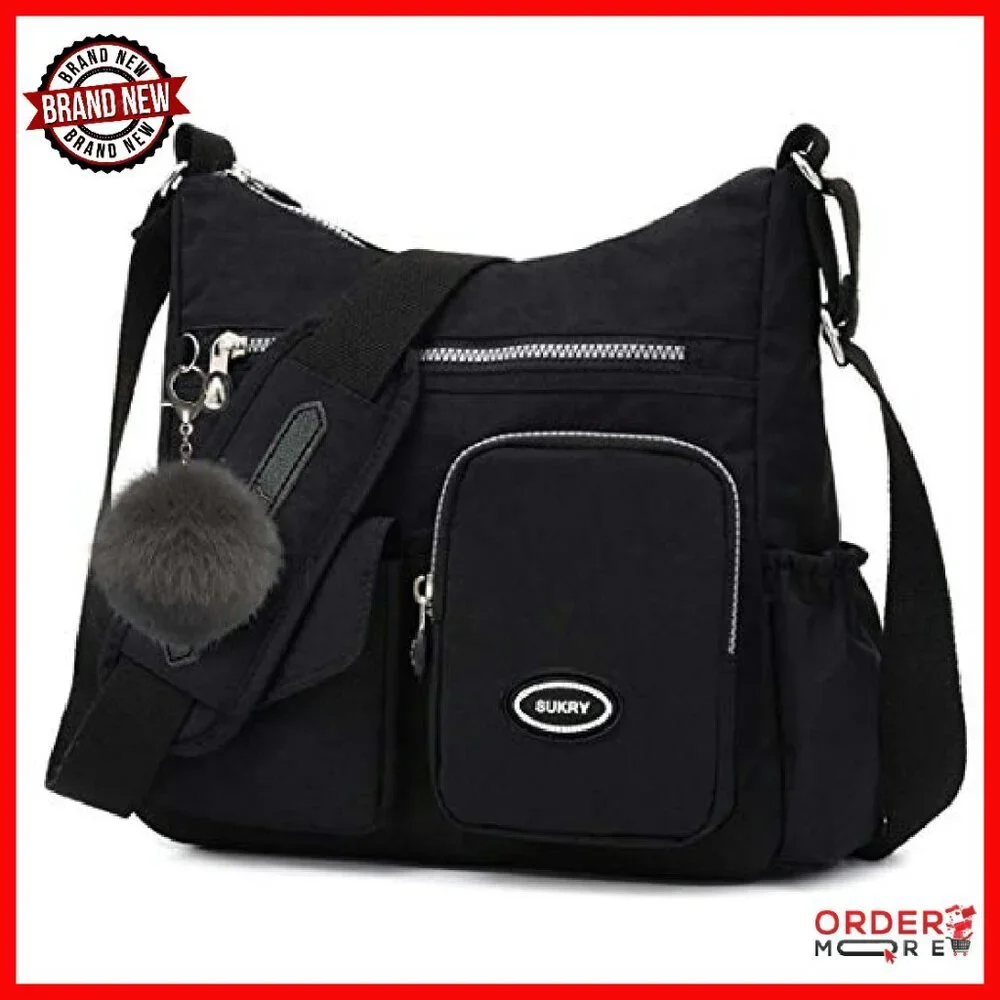 Waterproof Nylon Crossbody Bag with RFID Pocket, 11.4x4.7x11 - Picture 2 of 8
